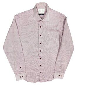 Harry Rosen Signature Dress Shirt Slim Fit Textured Cotton Long Sleeve 15 Small